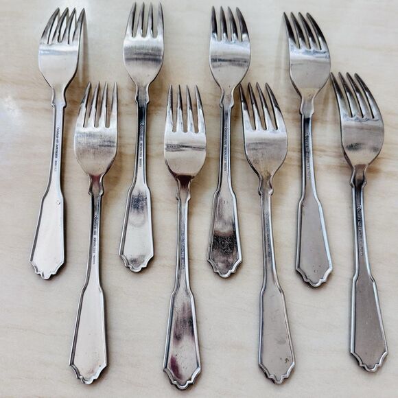 8pc STANLEY ROBERTS Norcrest-Brentwood Dinner Fork 7 3/8” Stainless Rogers Korea - Picture 6 of 8